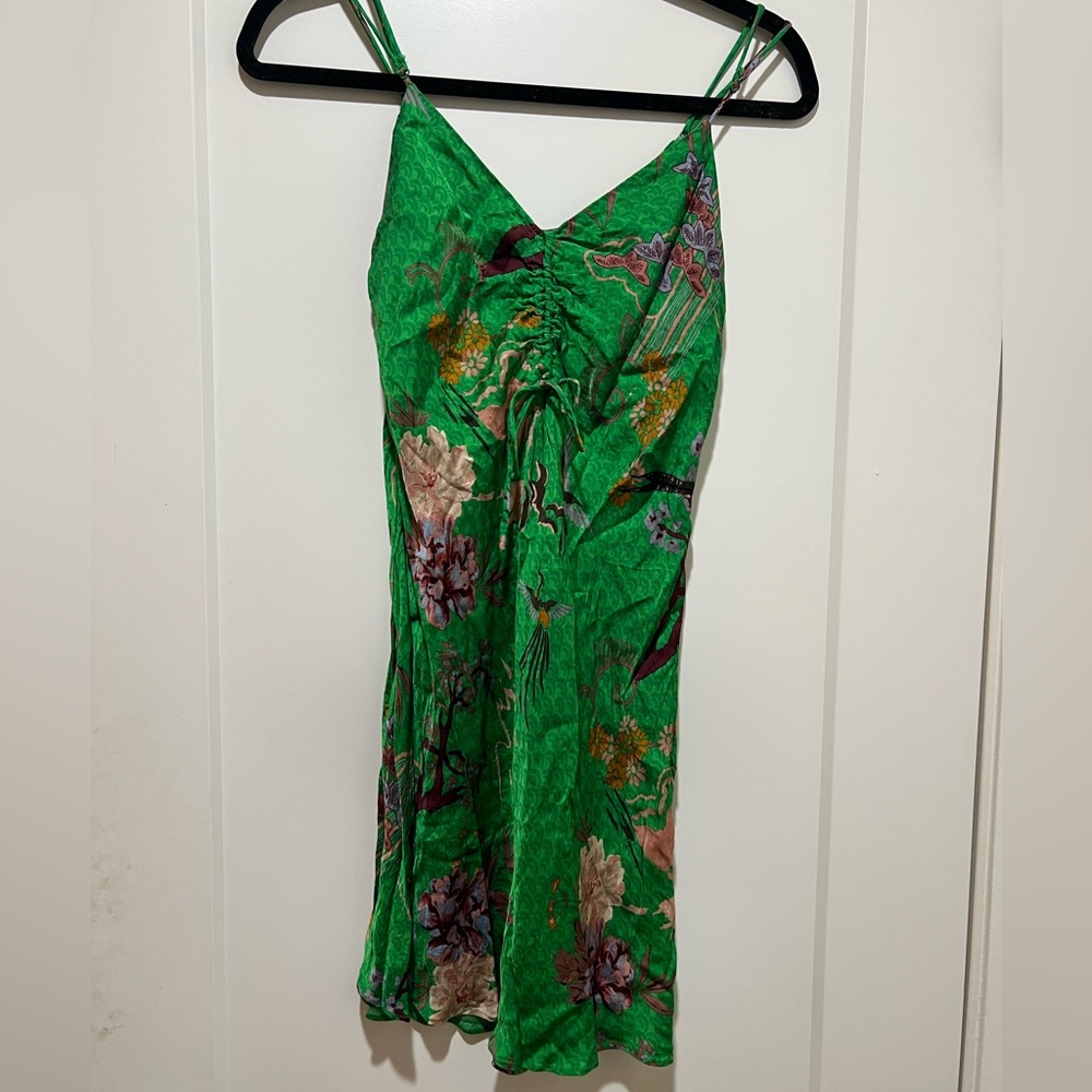 Zara green tropical slip dress size M